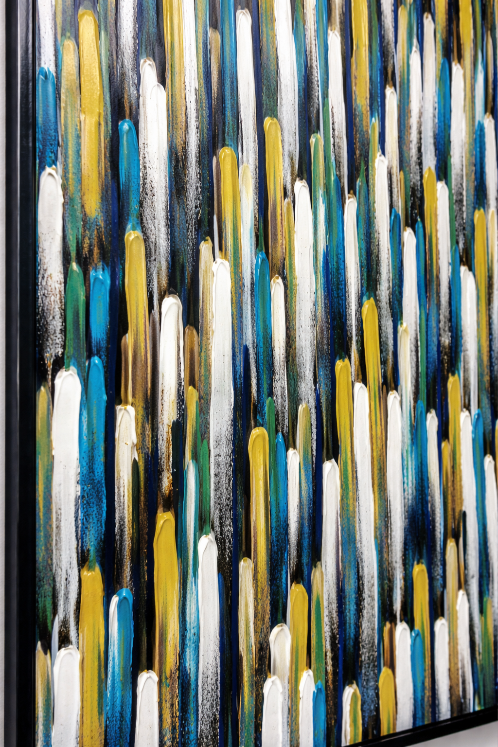Tableau Artistique Contemporain – Art Abstrait Texturé Bleu & Or