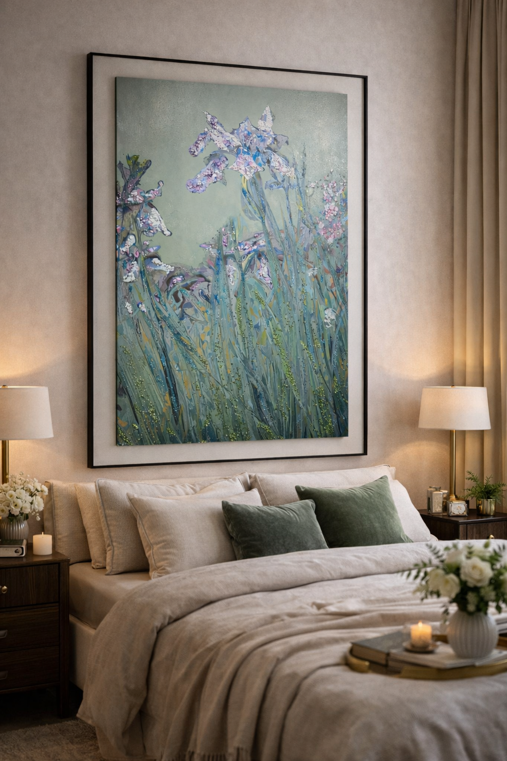 Tableau Abstrait Floral Texturé – Iris Artistiques