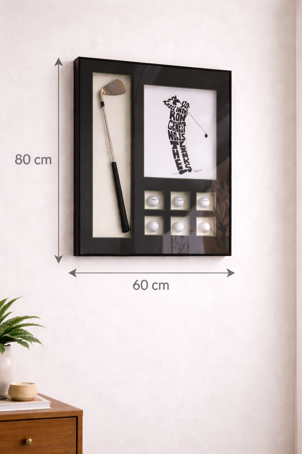 Tableau Golf Design 3D – Club & Balles de Golf Encadrés