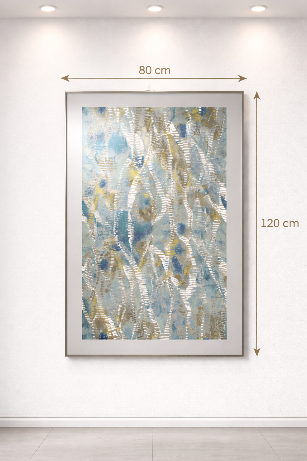 Tableau Abstrait Bleu & Doré – Texture Lumineuse