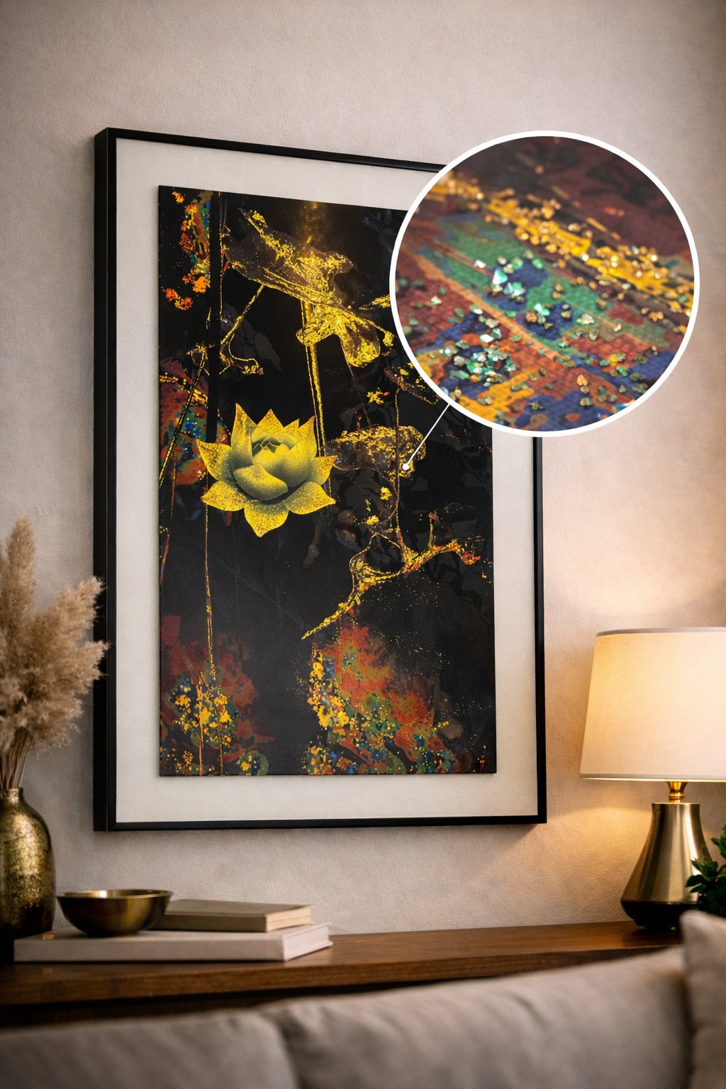 Tableau Lotus Doré