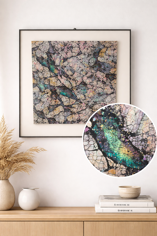 Tableau Abstrait Texturé – Éclats Minéraux Multicolores