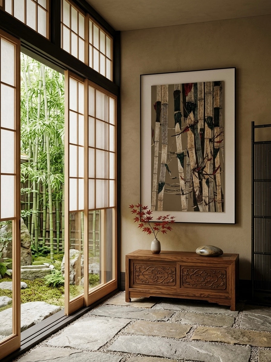 Tableau Élégance de Bambou – Tableau Texturé 3D