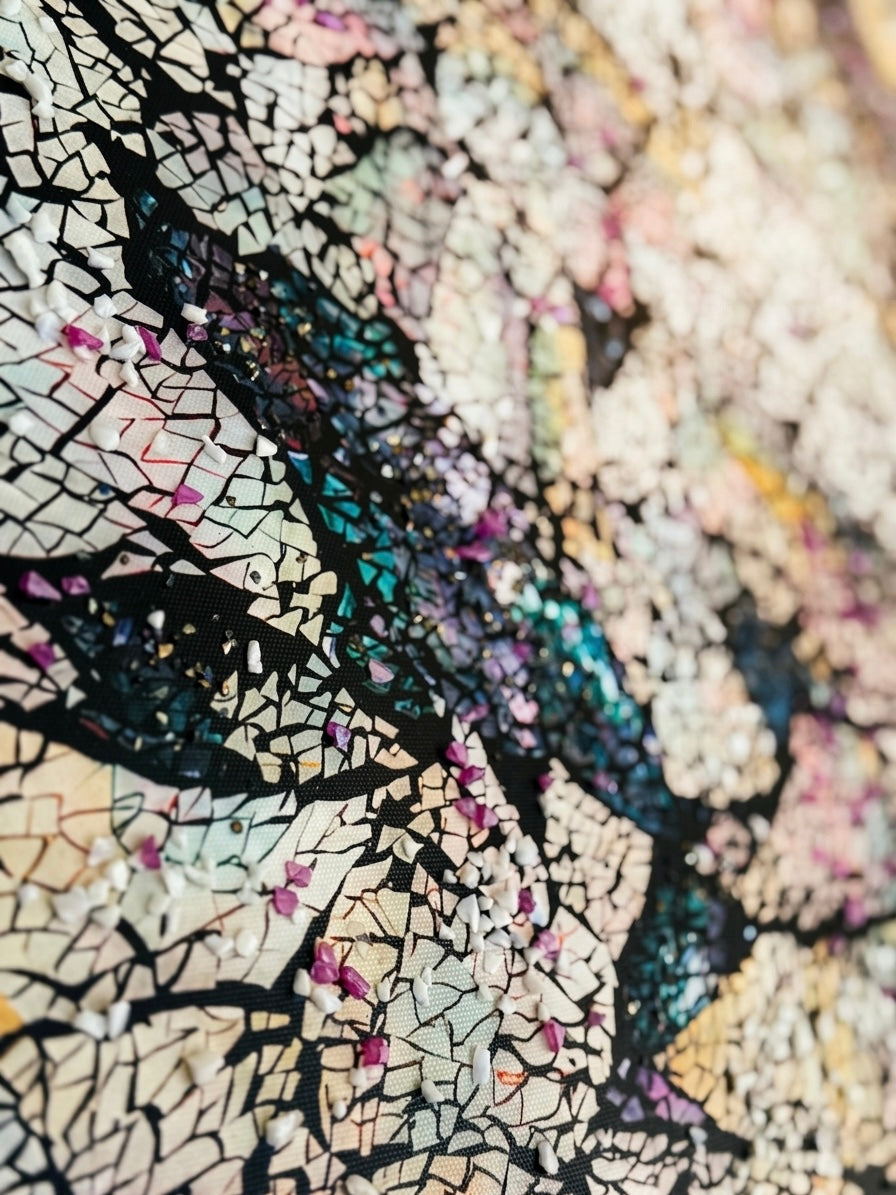 Tableau Abstrait Texturé – Éclats Minéraux Multicolores