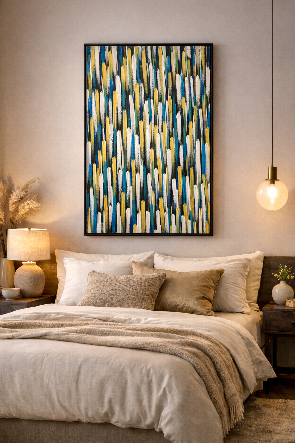 Tableau Artistique Contemporain  – Art Abstrait Texturé Bleu & Or