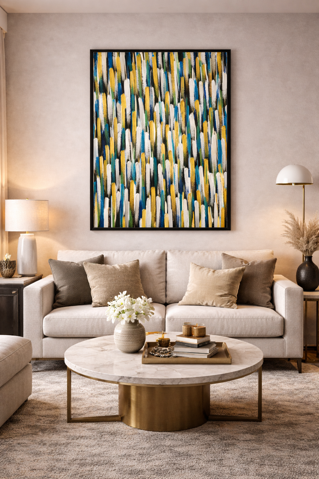 Tableau Artistique Contemporain  – Art Abstrait Texturé Bleu & Or