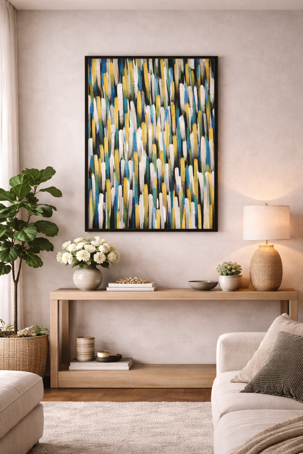 Tableau Artistique Contemporain  – Art Abstrait Texturé Bleu & Or
