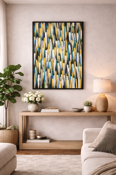 Tableau Artistique Contemporain  – Art Abstrait Texturé Bleu & Or