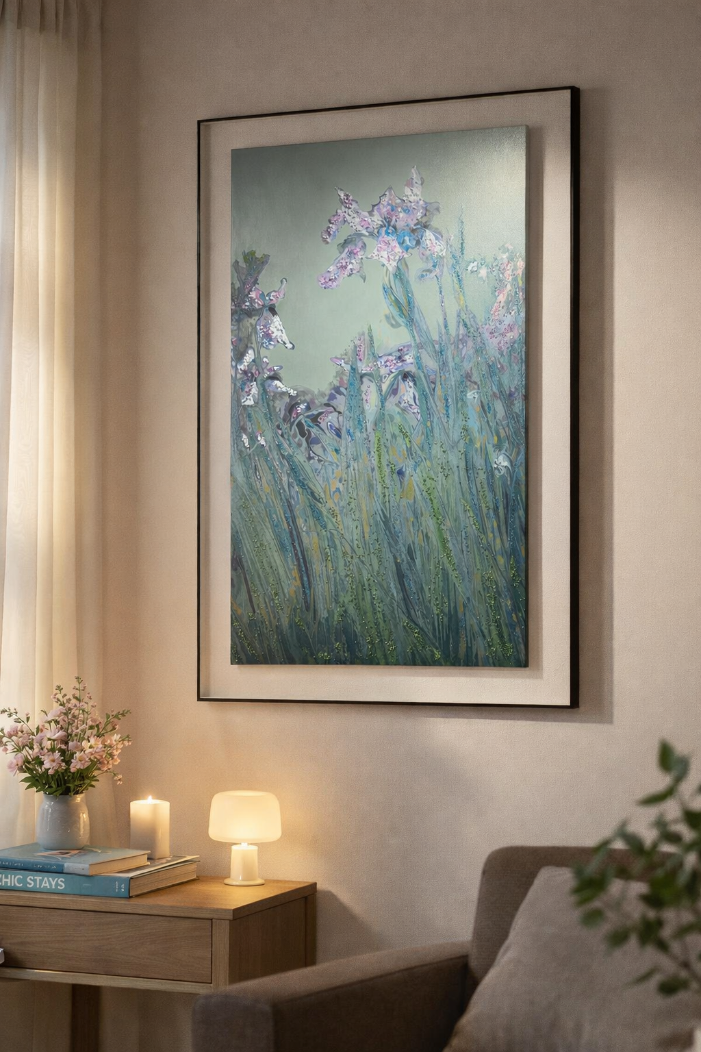 Tableau Abstrait Floral Texturé – Iris Artistiques