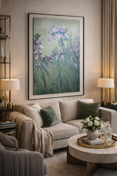 Tableau Abstrait Floral Texturé – Iris Artistiques