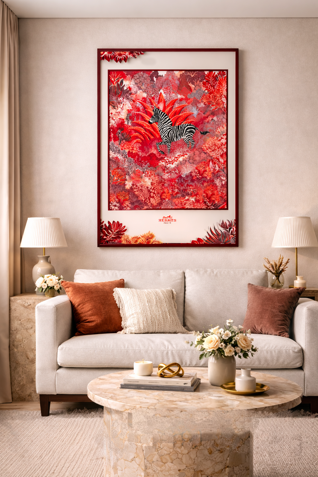 Tableau Zebra Jungle Rouge