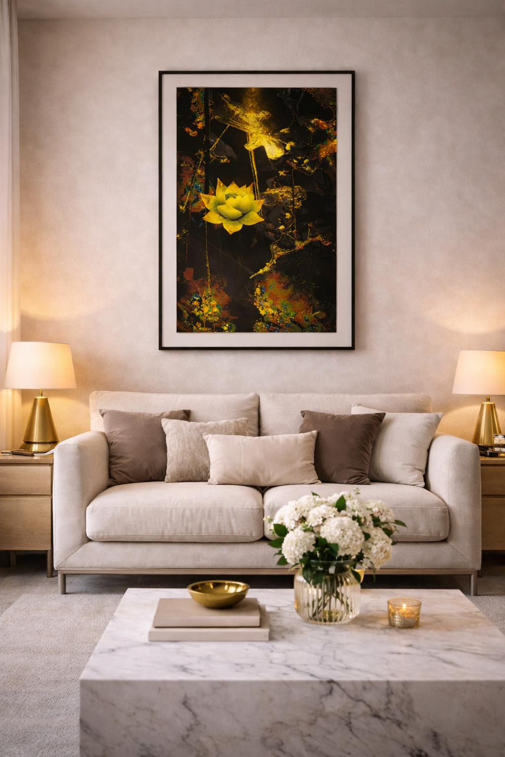 Tableau Lotus Doré