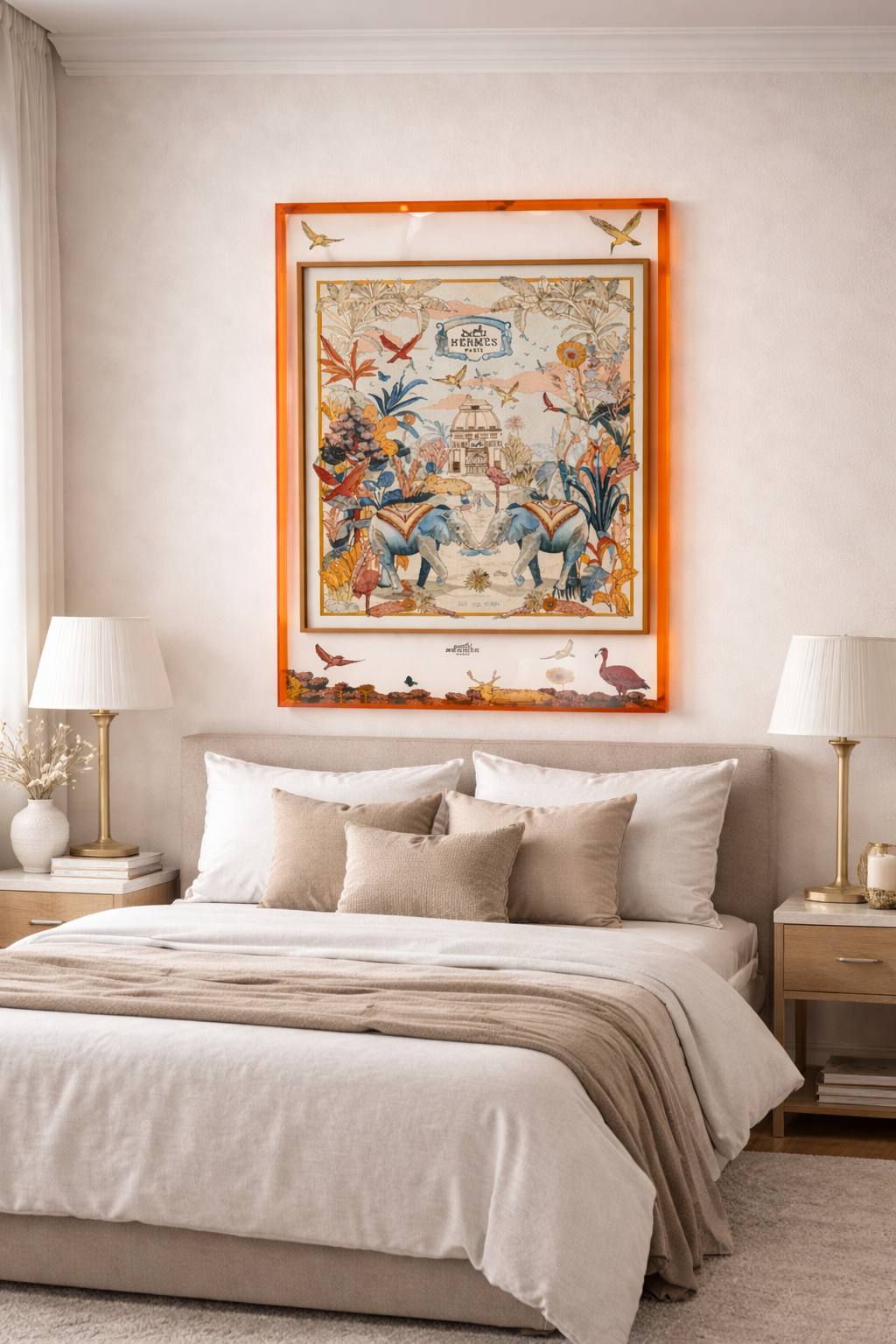 Tableau Illustration tropicale élégante avec cadre orange design