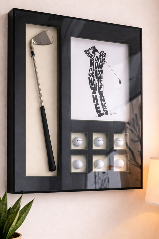 Tableau Golf Design 3D – Club & Balles de Golf Encadrés