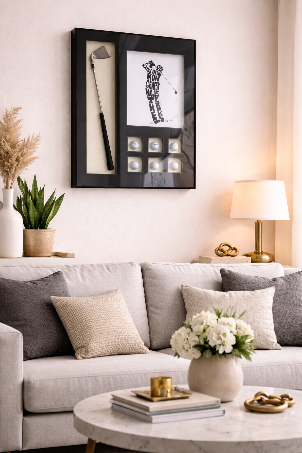 Tableau Golf Design 3D – Club & Balles de Golf Encadrés