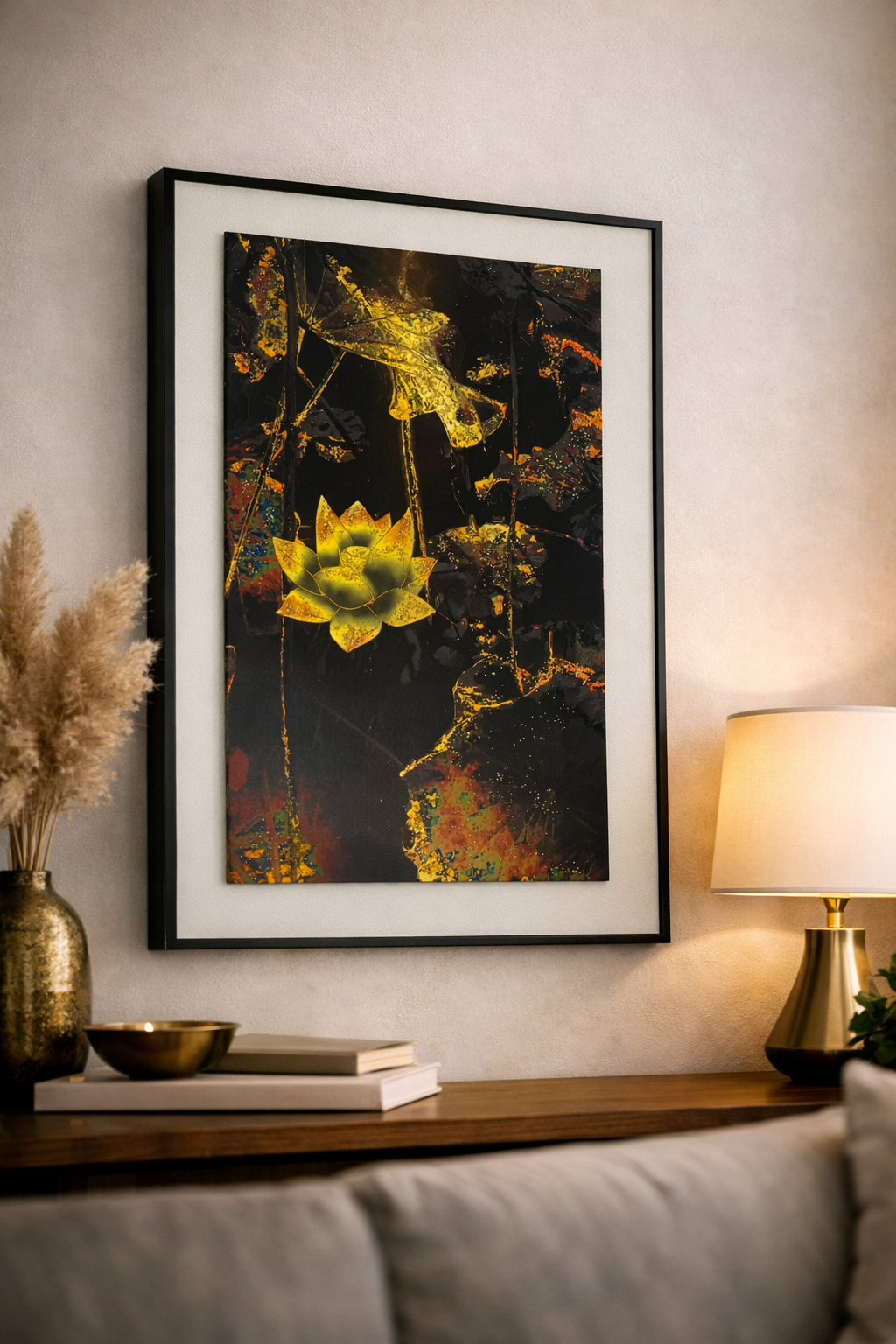Tableau Lotus Doré