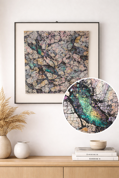 Tableau Abstrait Texturé – Éclats Minéraux Multicolores