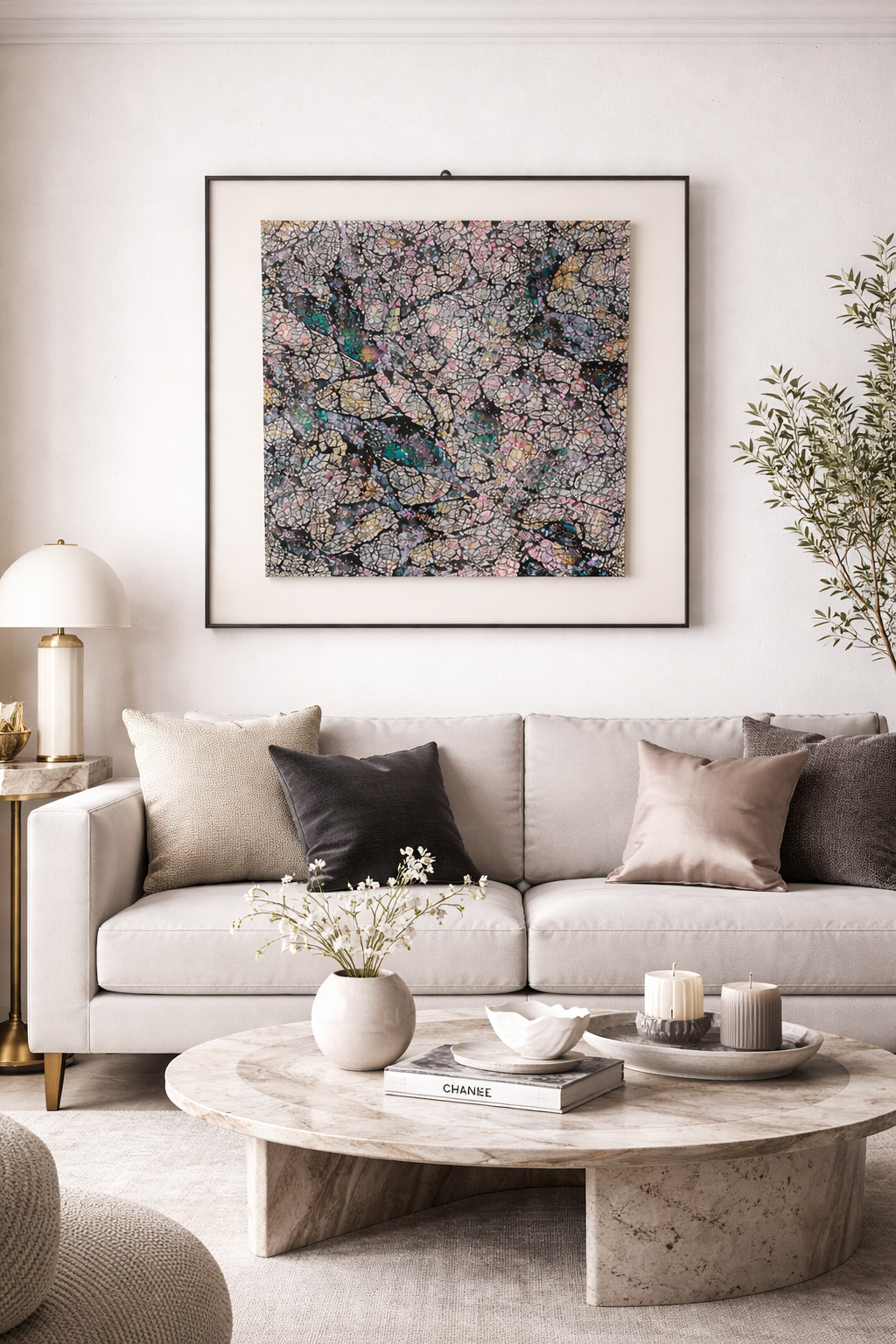 Tableau Abstrait Texturé – Éclats Minéraux Multicolores