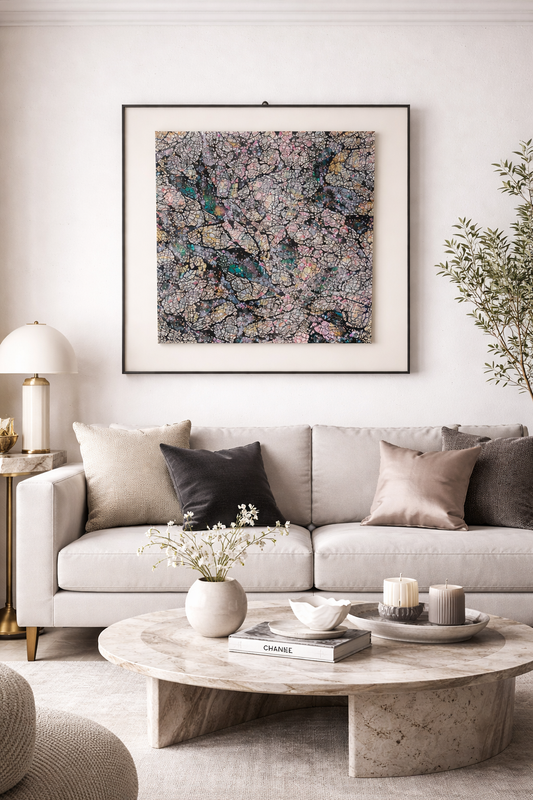 Tableau Abstrait Texturé – Éclats Minéraux Multicolores