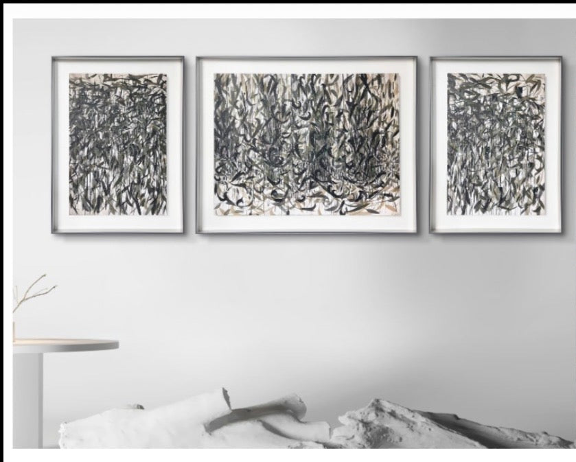 Tableau Triptyque Abstrait Élégance Nature