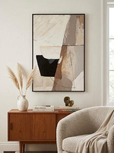Tableau Équilibre Moderne – Abstraction Terre & Lumière