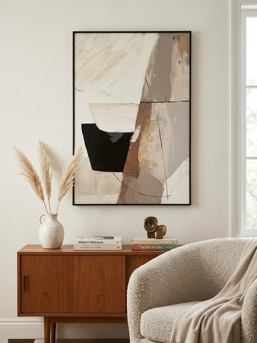 Tableau Équilibre Moderne – Abstraction Terre & Lumière