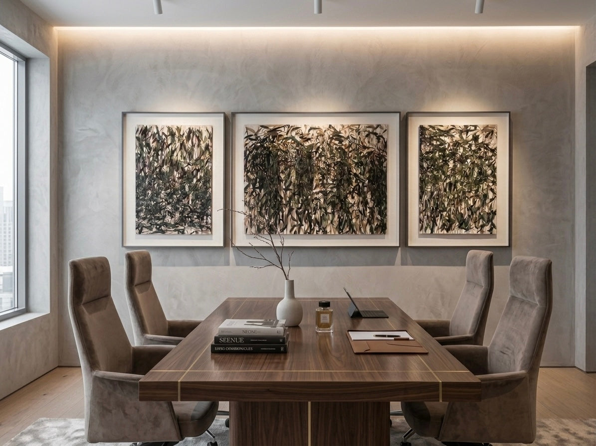 Tableau Triptyque Abstrait Élégance Nature